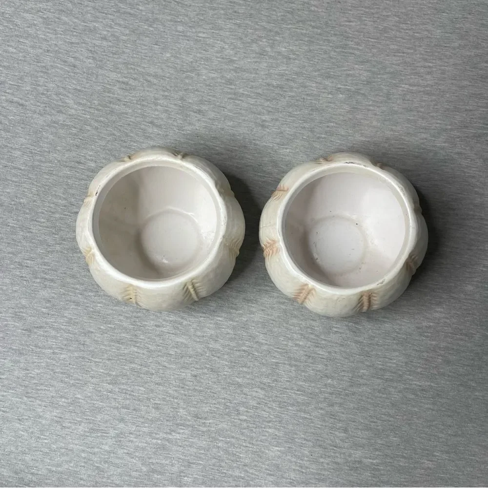 Target Biege 5” Round Pumpkin Ceramic Planter Pot 2 PCS. Set